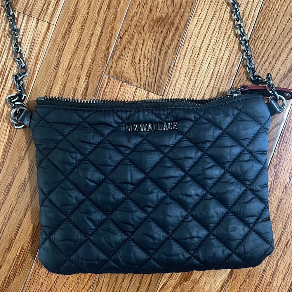 Super cute pleaded black mz Wallace cross body purse
